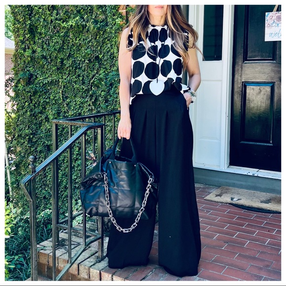 39 Black Fabulous Boho Wide Leg Solid Pleated Pants - Picture 2 of 8